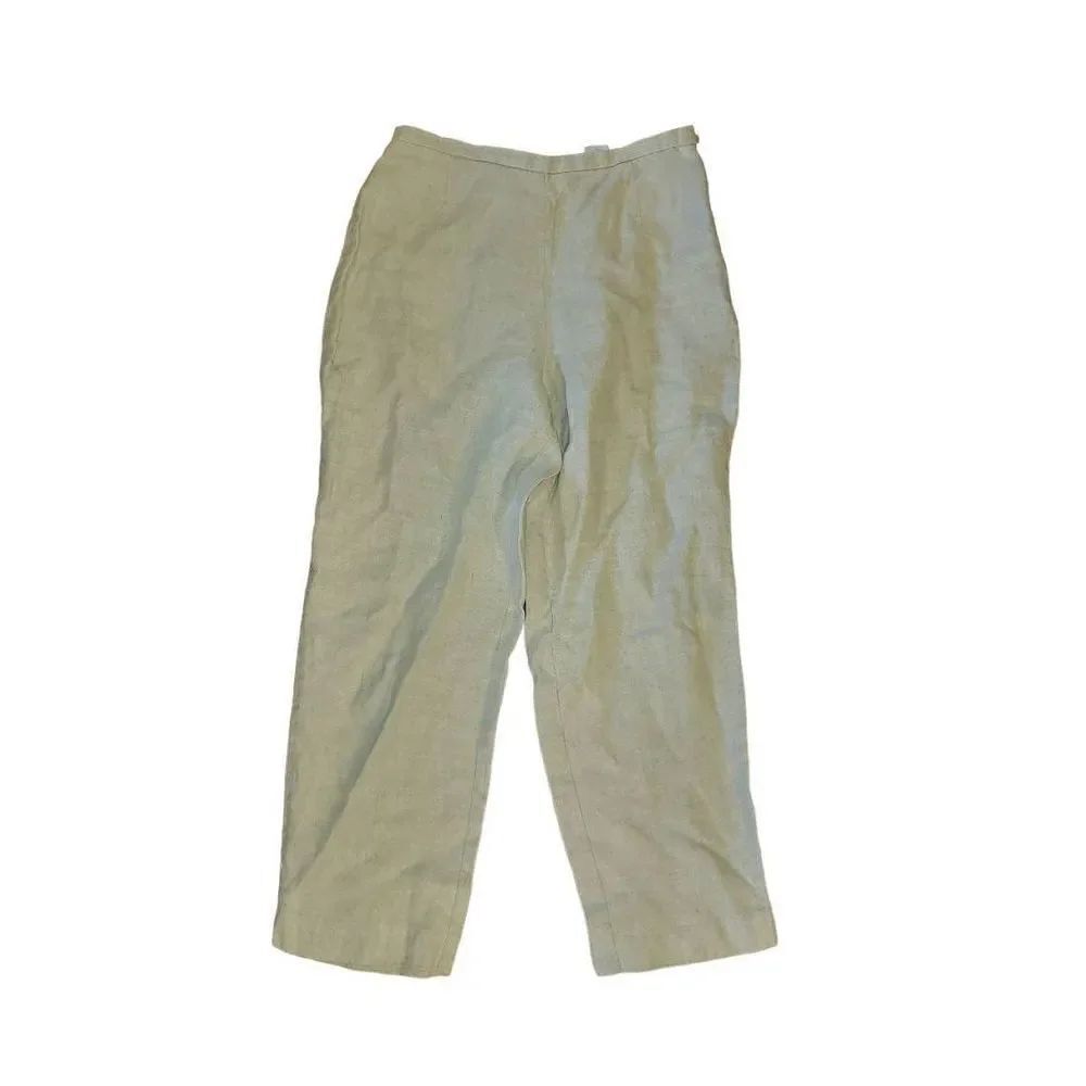 Talbots Tapered Cropped High Rise Linen Pants Cream Women's 6